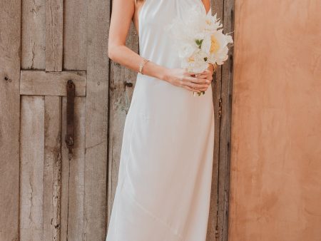 Jasmine Halter Maxi Dress ~ Ivory Luxe Satin Discount