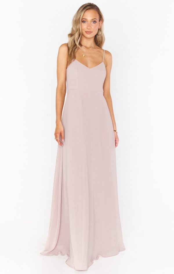 Faith Maxi Dress ~ Soft Beige Chiffon For Cheap