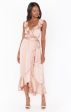 Samantha Ruffle Wrap Dress ~ Rose Gold Luxe Satin For Discount