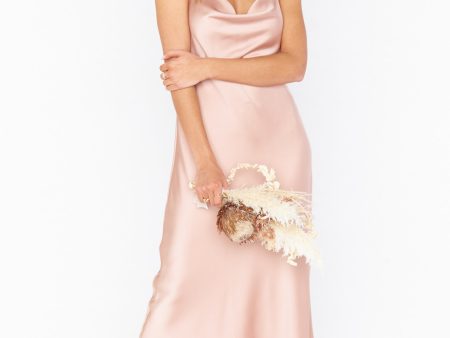 Verona Cowl Dress ~ Rose Gold Luxe Satin Hot on Sale