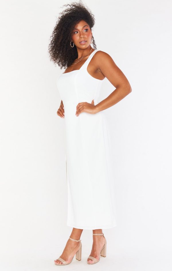 Eden Midi Dress ~ White Stretch Hot on Sale