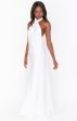 Jasmine Halter Maxi Dress ~ Ivory Luxe Satin Discount