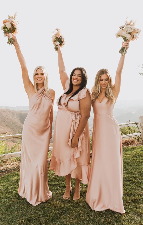 Faith Maxi Dress ~ Rose Gold Luxe Satin on Sale