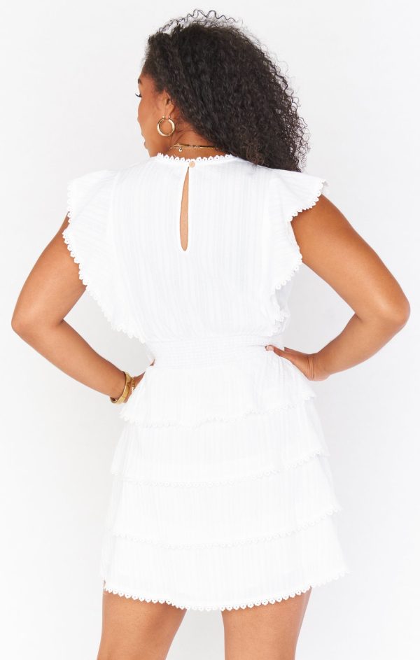 Sweet Ruffle Mini Dress ~ White Online Sale