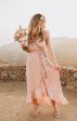 Samantha Ruffle Wrap Dress ~ Rose Gold Luxe Satin For Discount