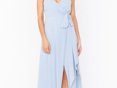 Liz Maxi Dress ~ Steel Blue Chiffon Online now