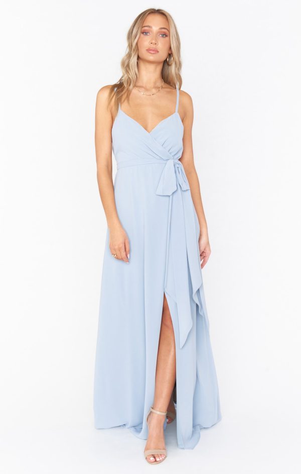 Liz Maxi Dress ~ Steel Blue Chiffon Online now