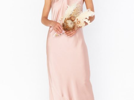 Jasmine Halter Maxi Dress ~ Rose Gold Luxe Satin Online Hot Sale