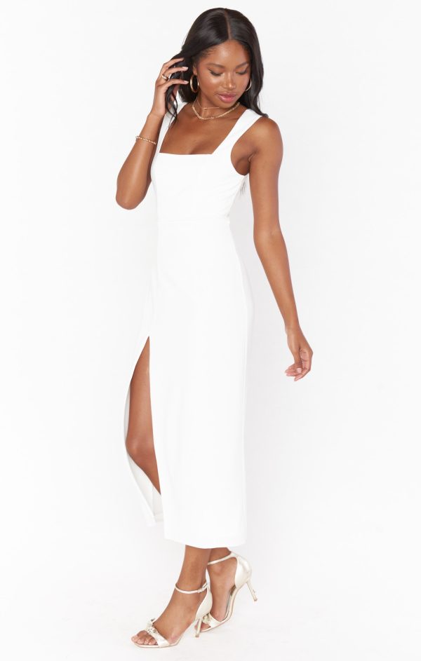 Eden Midi Dress ~ White Stretch Hot on Sale