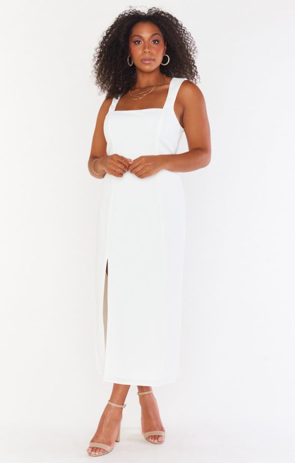 Eden Midi Dress ~ White Stretch Hot on Sale