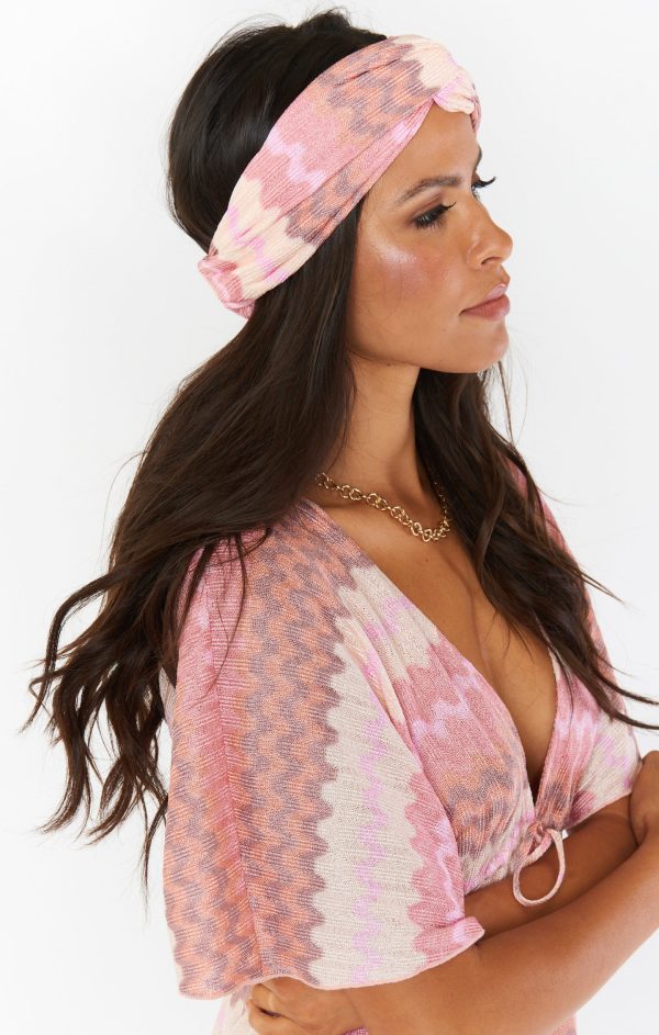 Imogen Headband ~ Pink Groovy Knit Fashion