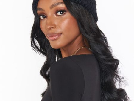 Josie Chenille Beanie Hat ~ Black Online