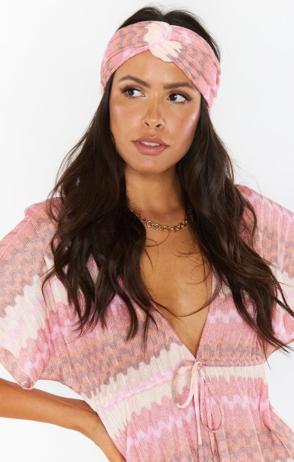 Imogen Headband ~ Pink Groovy Knit Fashion